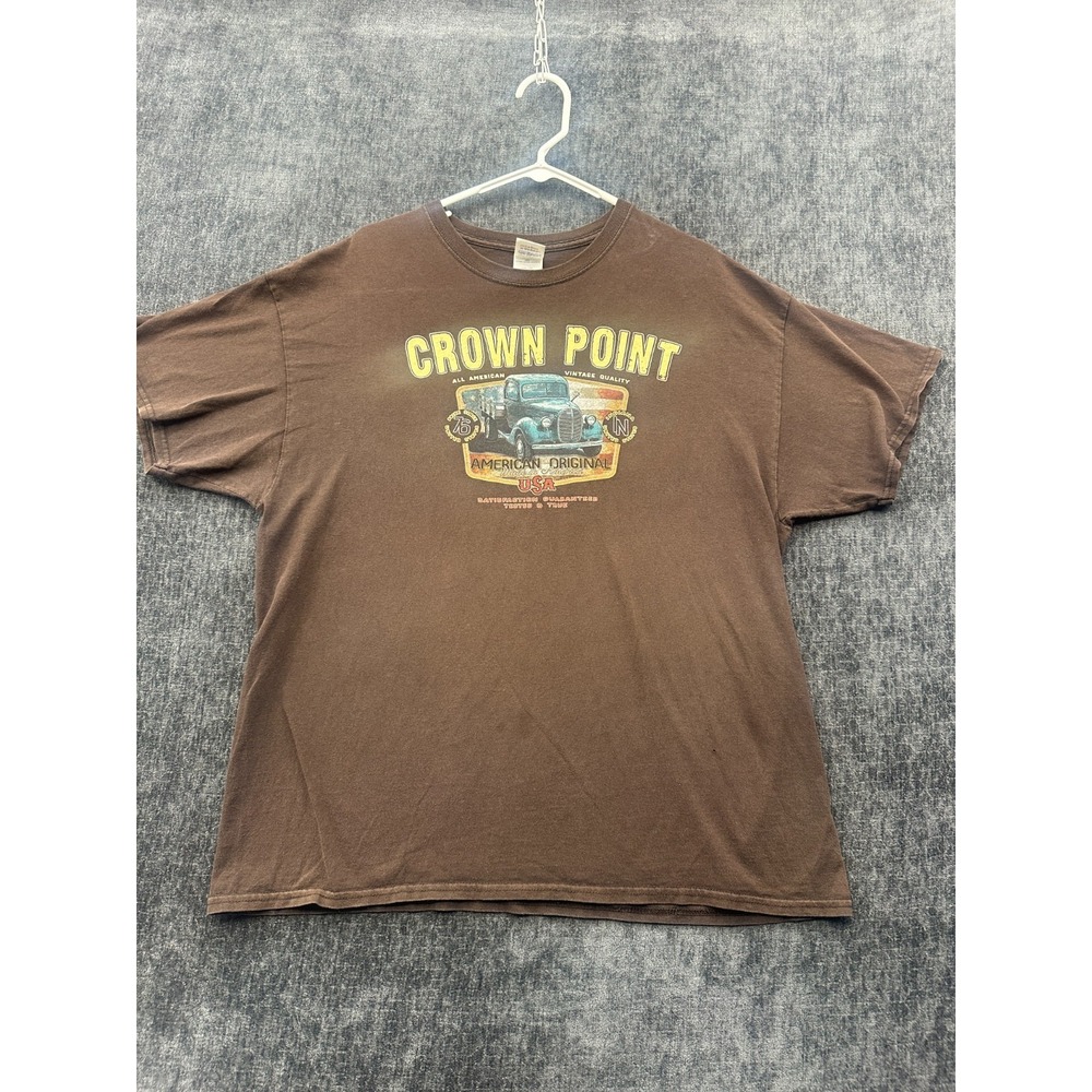 Vintage T Shirt Mens XL Brown Cotton Crown Point American Truck Graphic Retro